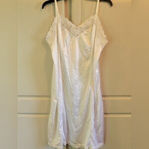 Vintage Liza Lawrence White Lace Trim Slip Dress